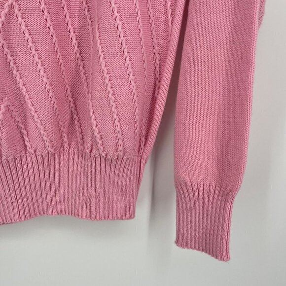 VTG World Famous Skiing Womens Turtleneck Knit Sweater Size L Wool Pink Barbie - Picture 4 of 7